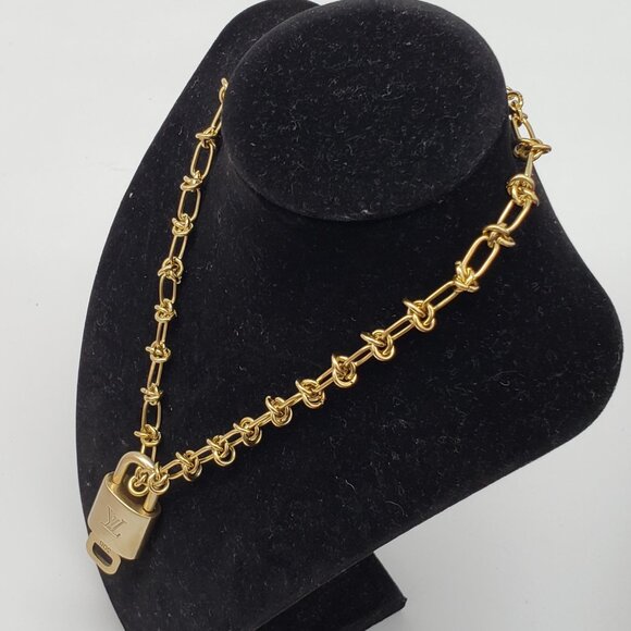 Louis Vuitton Gold Padlock w/Unbranded Stainless Steel 18k Plated Chain&Bracelet - Picture 12 of 13